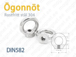 Ringmutter eller Lyftmutter, DIN582, Rostfritt stål 304